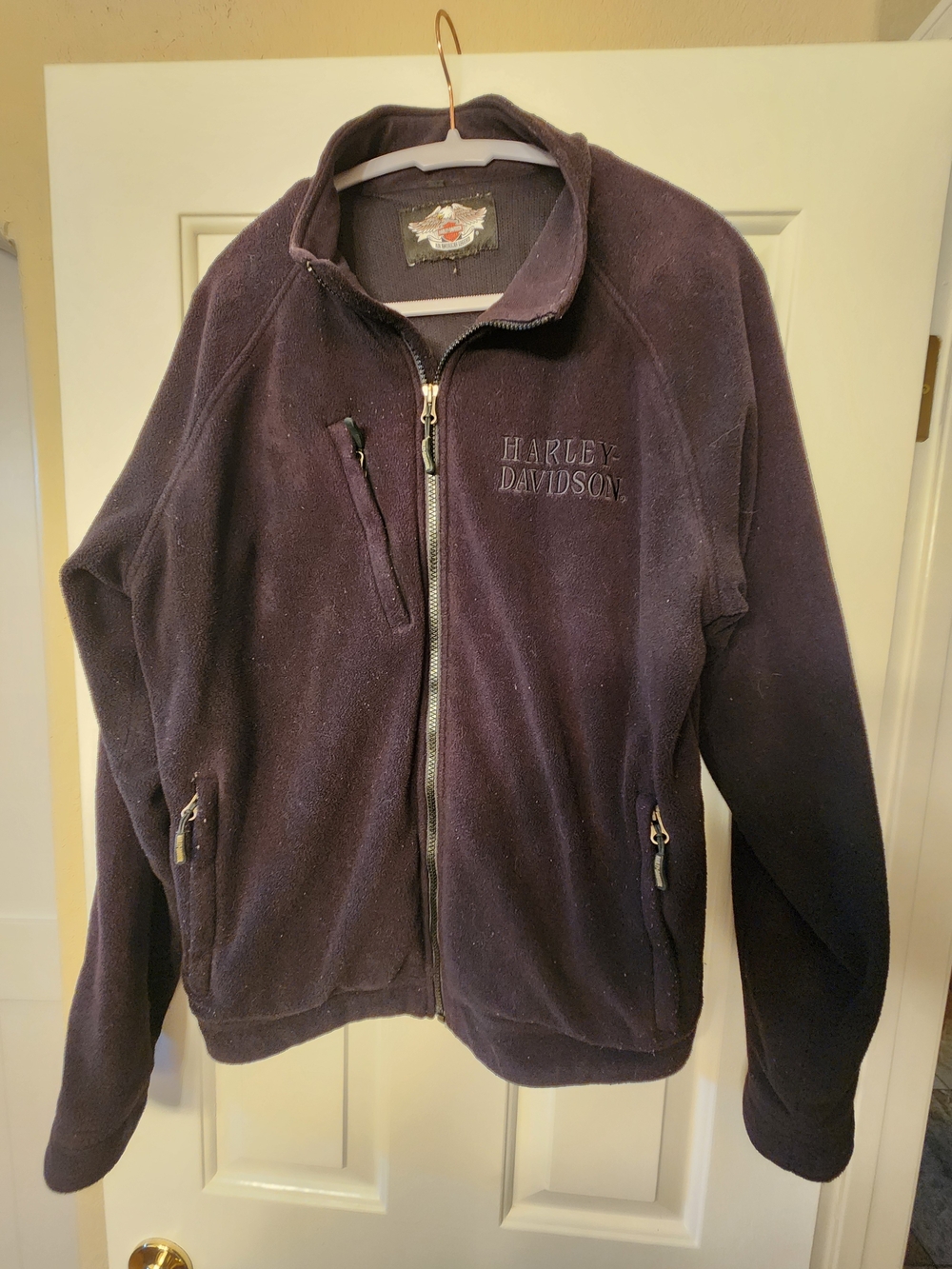Harley-Davidson Men's Black Fleece Zipper Jacket Large!